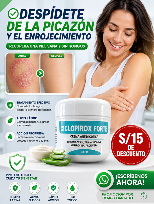 Ciclopirox Forte 8% Crema Antimicótica | Combate Hongos y Tiña en la Piel
