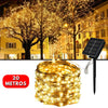 LUCES LED SOLARES COLOR DORADO AMBAR 20m